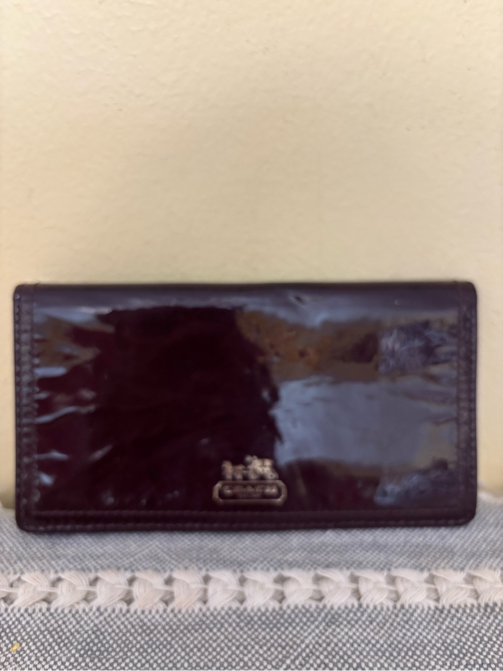 Coach Patent Leather Continental Wallet in Burgundy